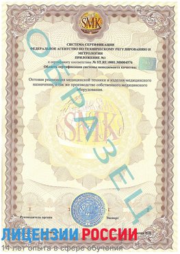 Образец сертификата соответствия (приложение) Дивногорск Сертификат ISO 13485